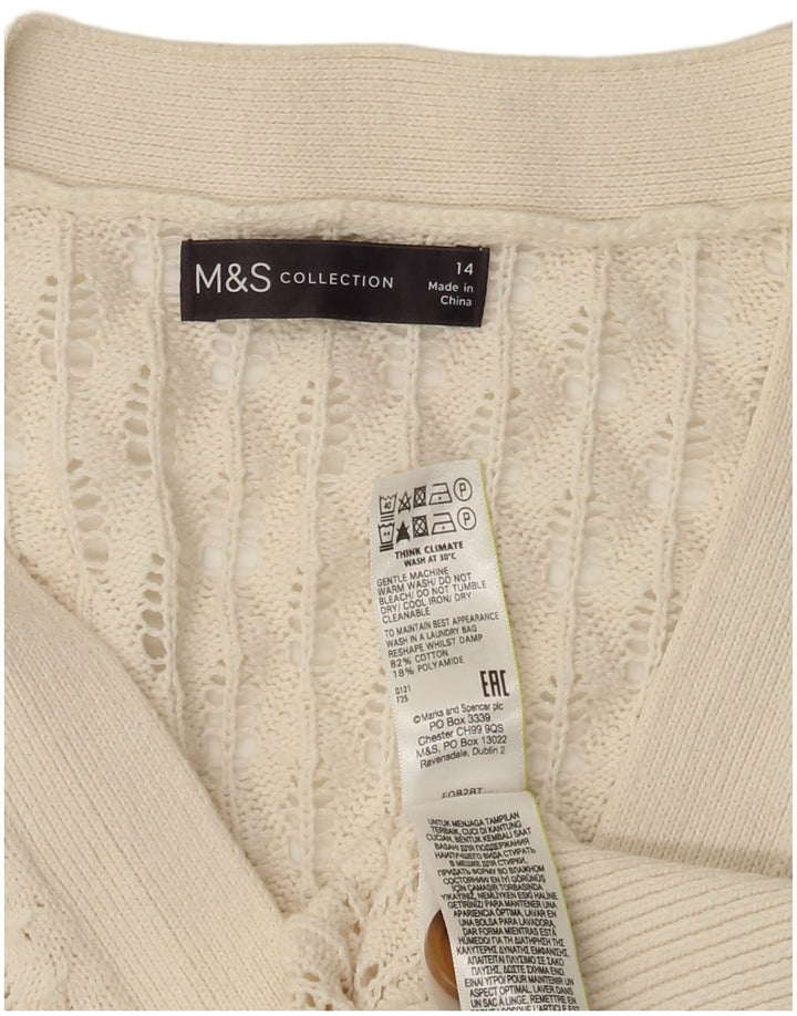Marks & Spencer Γυναικεία Ζακέτα πουλόβερ UK 14 Μεγάλο λευκό βαμβακερό