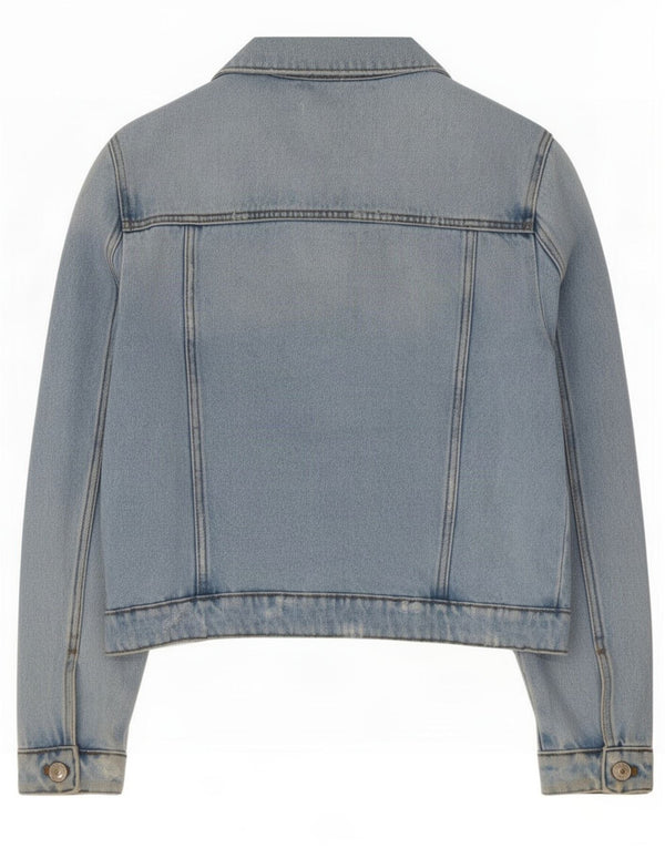 Zara Girls Distressed Denim Jacket 11-12 Years Blue Cotton