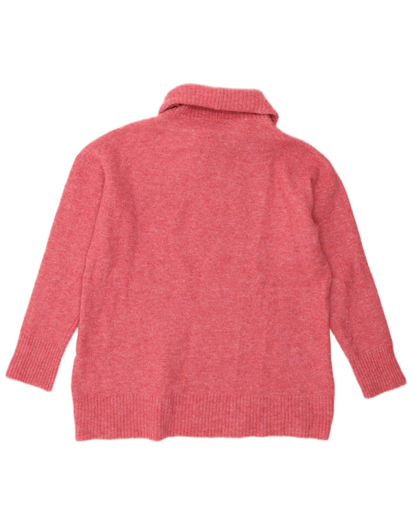 Massimo Dutti Womens Roll Neck Jumper Sweater UK 12 Medium Pink Polyamide