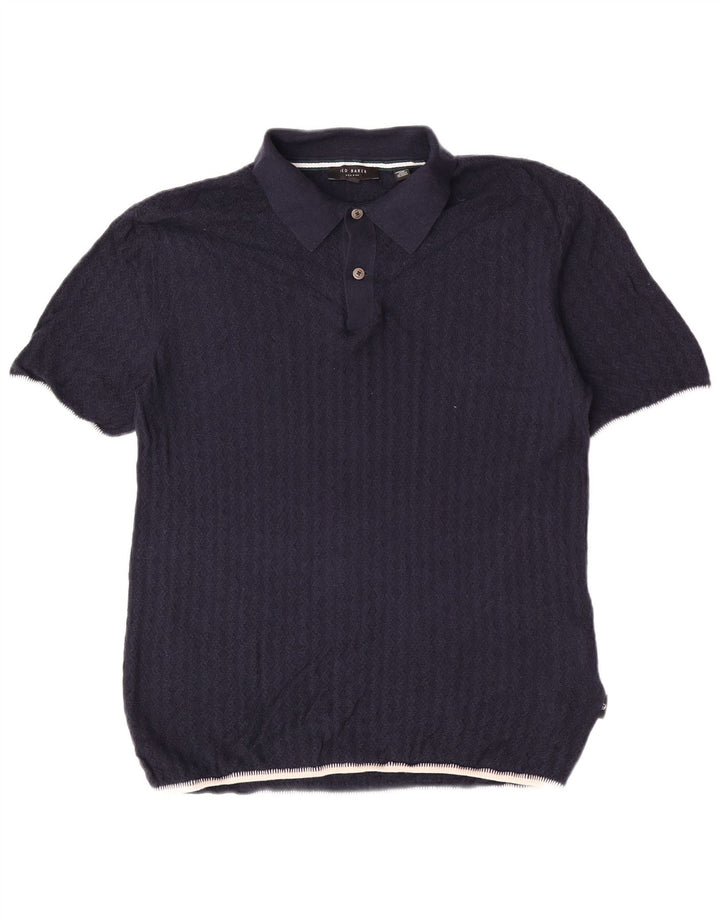 Ted Baker Ανδρικό πουλόβερ με λαιμό Polo, Μέγεθος 3, Μεσαίο Navy Blue