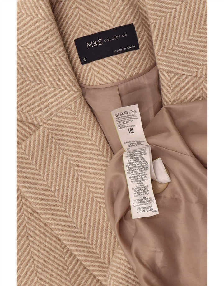Marks & Spencer Γυναικείο Πανωφόρι UK 8 Small Beige Ψαροκόκκαλο
