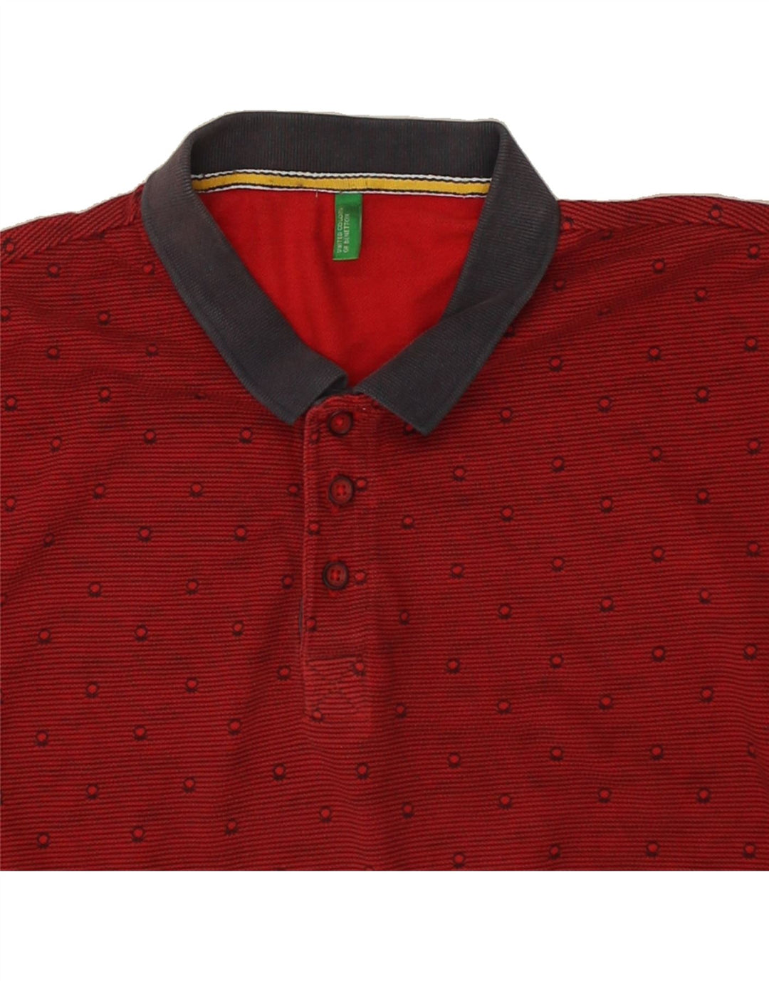 BENETTON Mens Polo Shirt Medium Red Spotted | Vintage Benetton | Thrift | Second-Hand Benetton | Used Clothing | Messina Hembry 