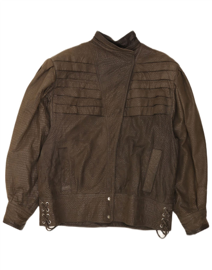 Vintage Γυναικείο Δερμάτινο Μπουφάν UK 20 2XL Καφέ Δερμάτινο
