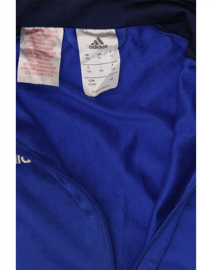ADIDAS Boys Tracksuit Top Jacket 9-10 Years Medium Blue Colourblock Vintage Adidas and Second-Hand Adidas from Messina Hembry 