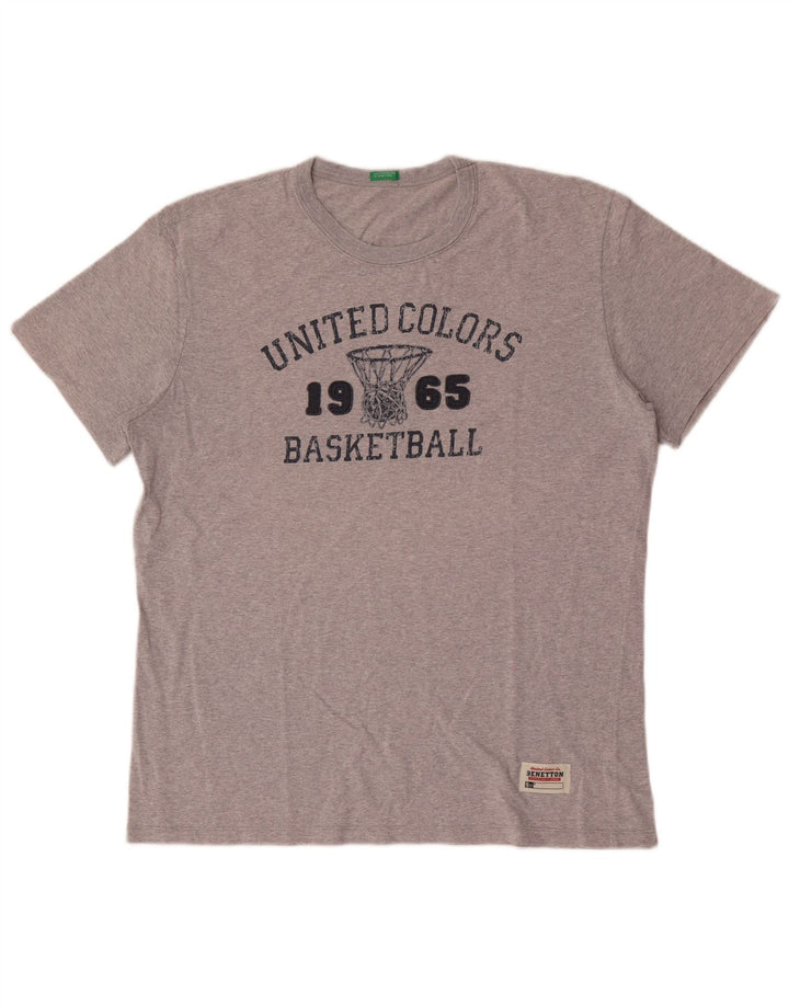 Ανδρικό γραφικό μπλουζάκι Benetton Top Large Grey Flecked