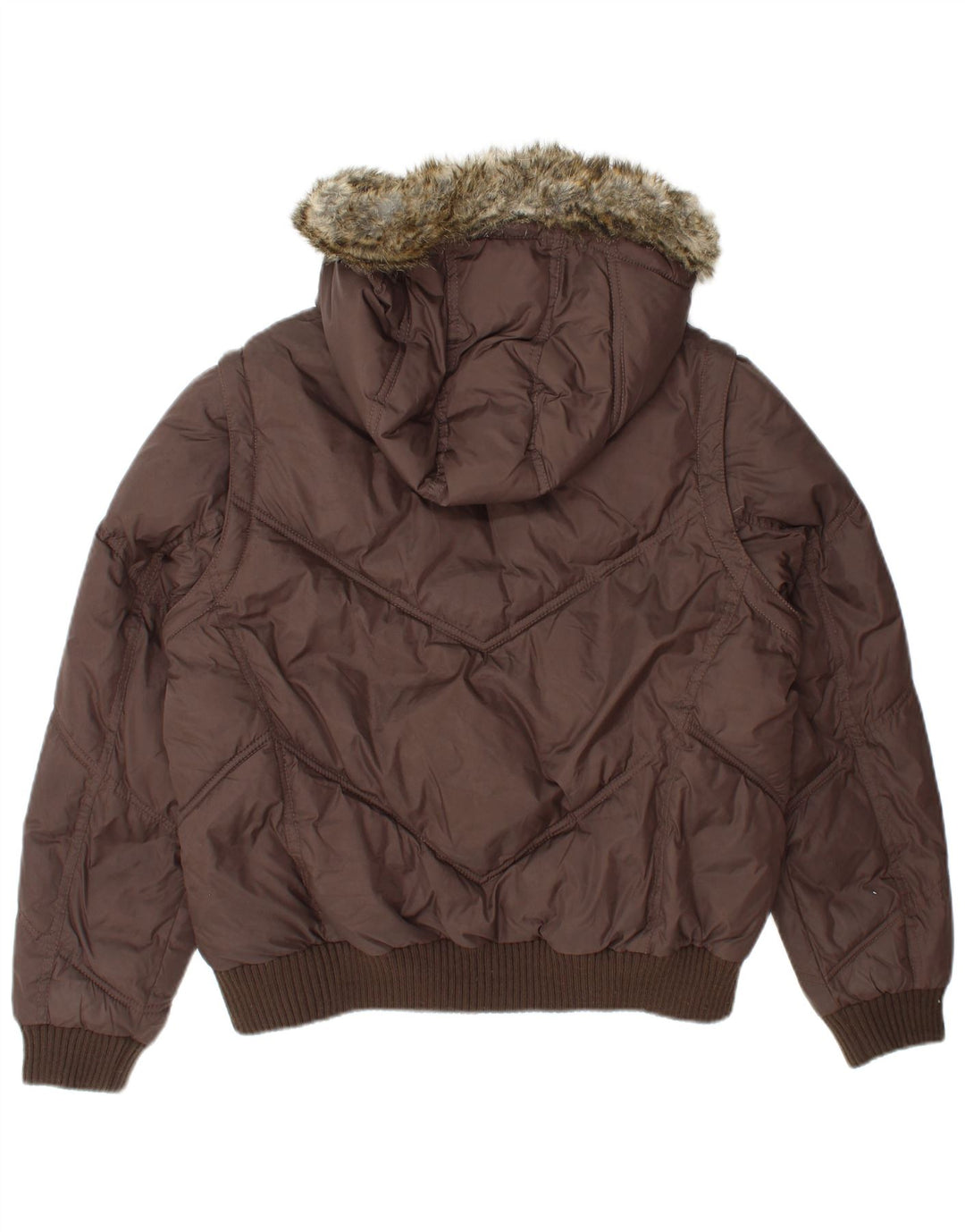 Marks & Spencer Γυναικείο μπουφάν με κουκούλα UK 14 Large Brown Polyamide