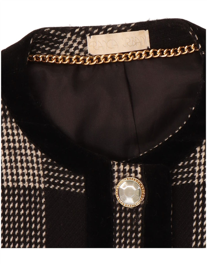 Vintage γυναικείο σακάκι με 5 κουμπιά σακάκι UK 14 Medium Black Houndstooth