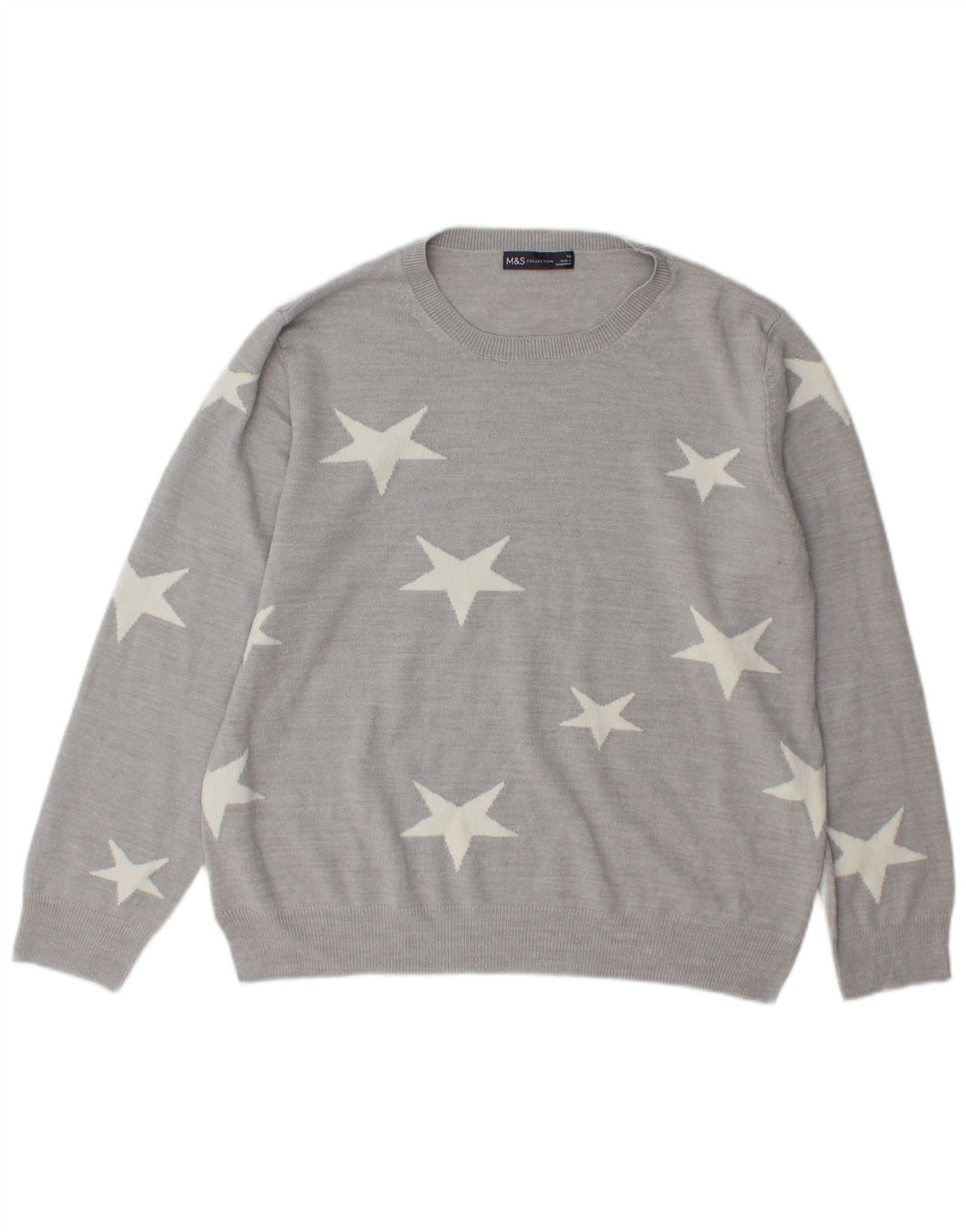 Marks & Spencer Γυναικείο πουλόβερ με λαιμόκοψη UK 16 Large Grey