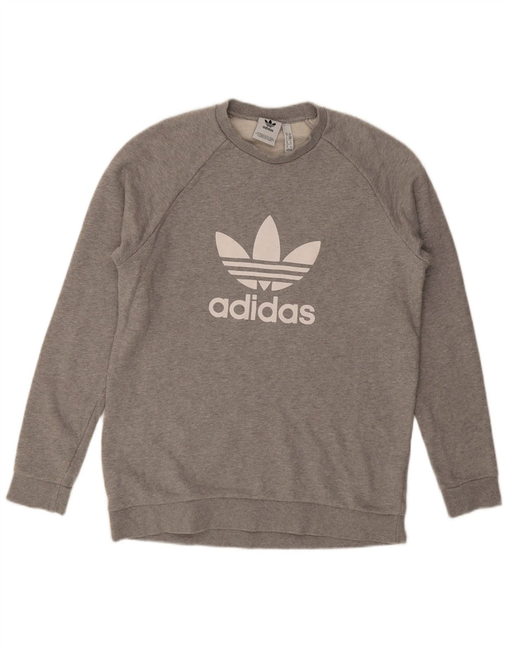 Ανδρικό γραφικό φούτερ Adidas, μεσαίο γκρι βαμβακερό