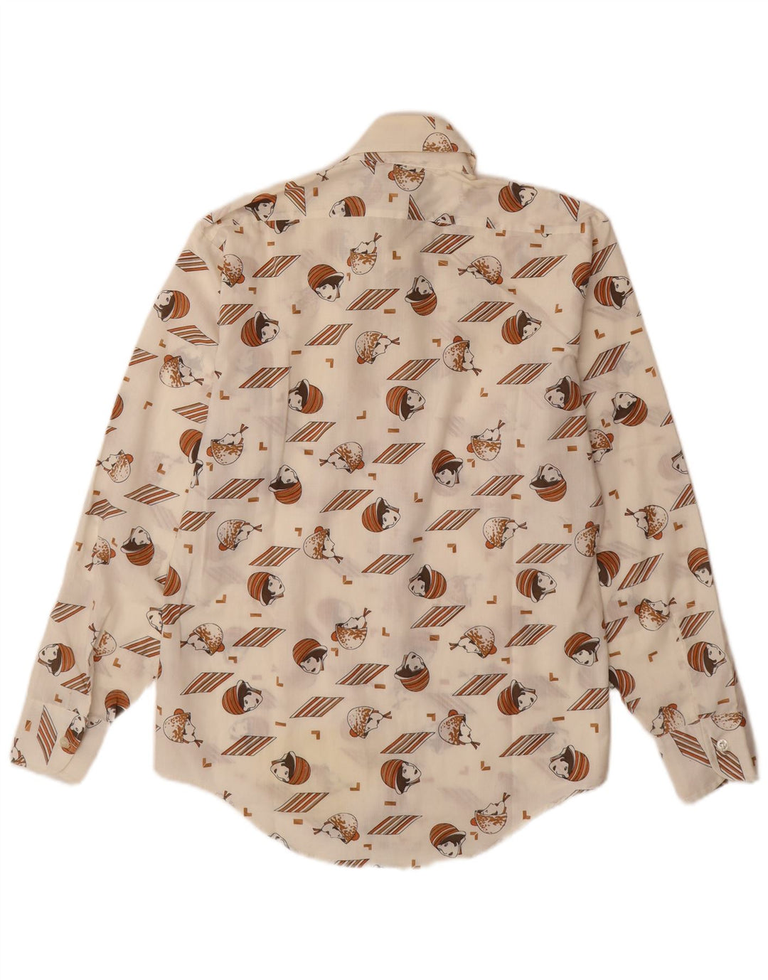VINTAGE Ανδρικό πουκάμισο με Abstract Pattern Μέγεθος 14 14 1/2 Small Off White