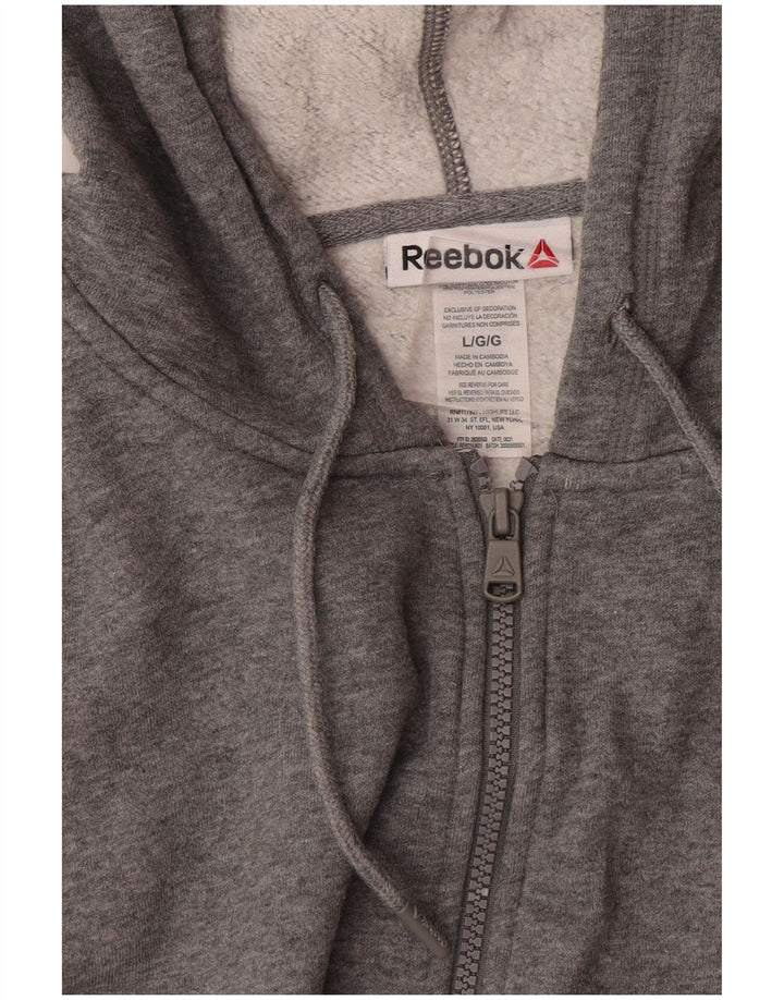 Ανδρικό πουλόβερ Reebok με φερμουάρ με κουκούλα μεγάλο γκρι βαμβακερό
