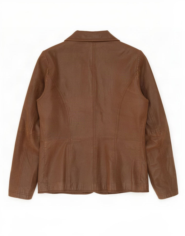 Paco Γυναικείο δερμάτινο σακάκι 2 κουμπιών UK 10 Small Brown