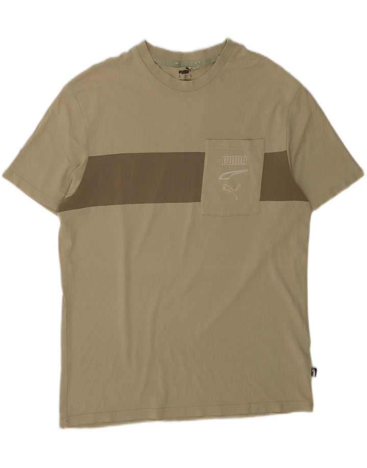 Ανδρικό γραφικό μπλουζάκι Puma Top Medium Khaki Colourblock Βαμβακερό