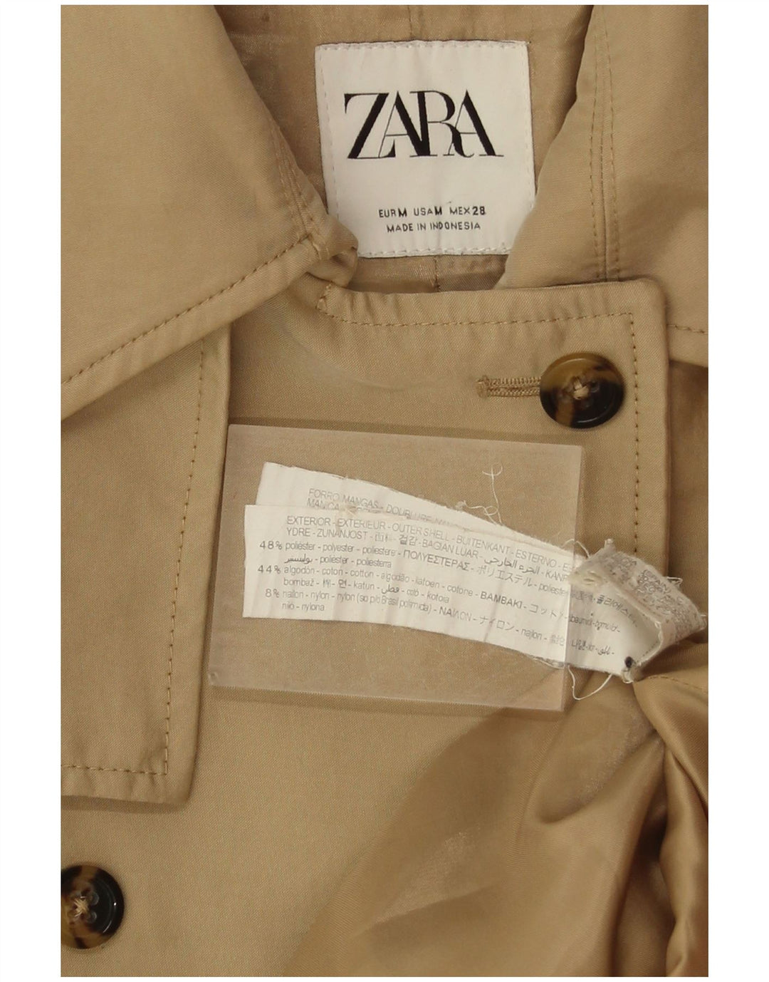 Zara Γυναικεία καμπαρντίνα UK 14 Medium Beige Polyester