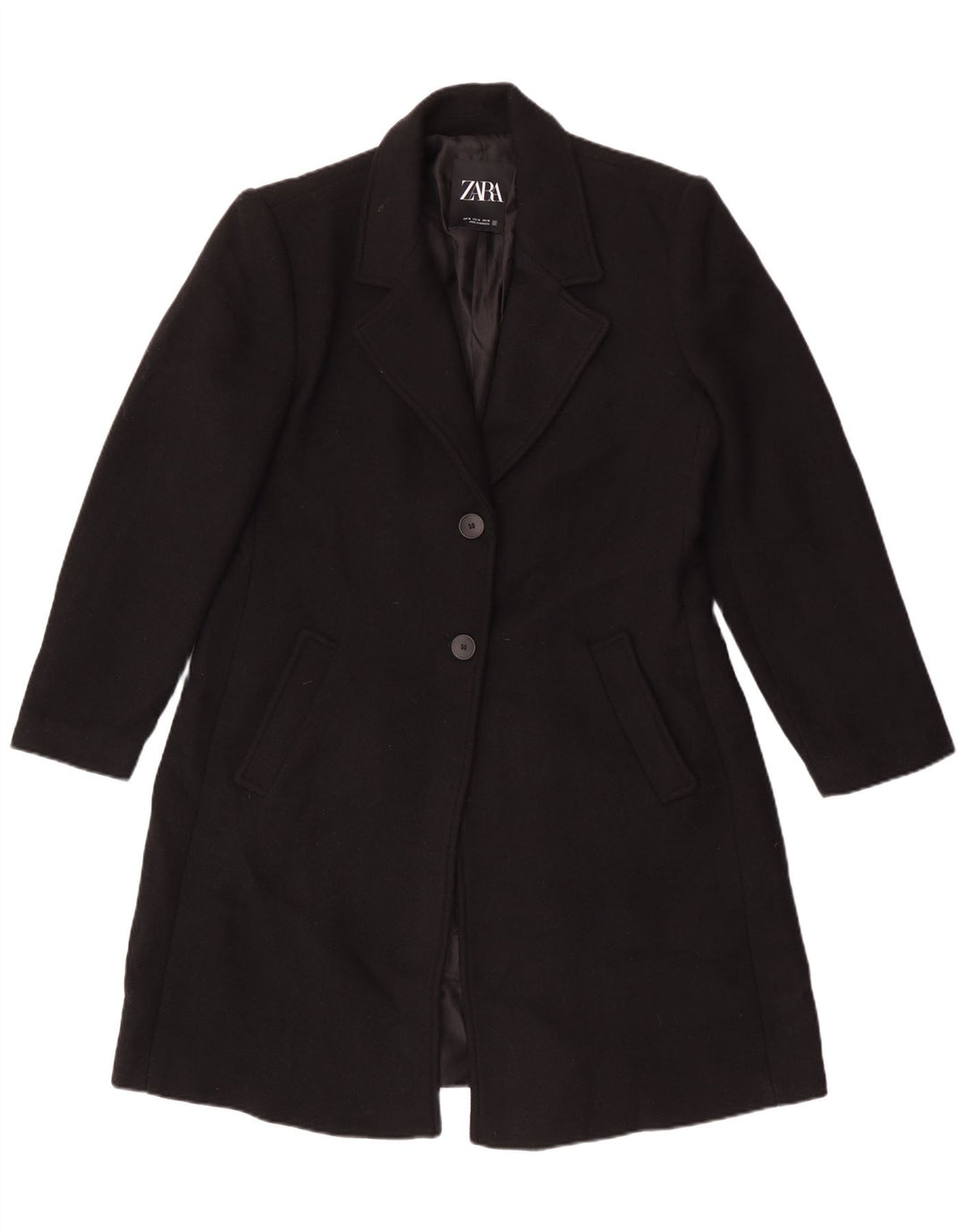 Zara Γυναικείο Παλτό UK 18 XL Μαύρο Μάλλινο