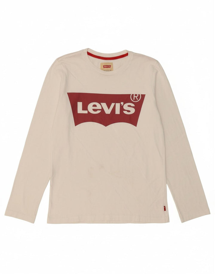 LEVI'S Boys Graphic Top Long Sleeve 13-14 Years White Cotton