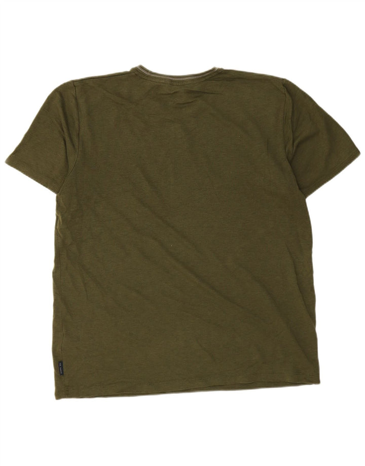 Ανδρικό T-Shirt Ted Baker Top Size 4 Large Χακί Βαμβακερό