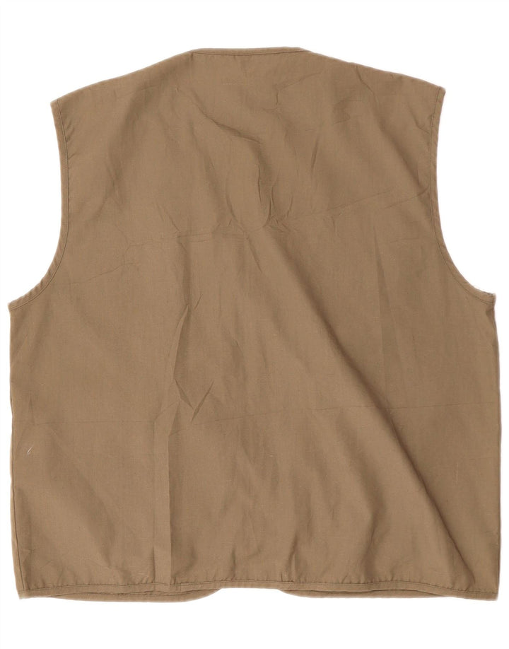 VINTAGE Mens Utility Gilet UK 40 Large Brown Βαμβακερό