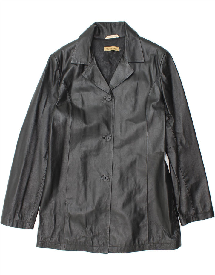 PRIVILEGI Womens Leather Coat IT 46 Large  Black Leather Vintage Privilegi and Second-Hand Privilegi from Messina Hembry 