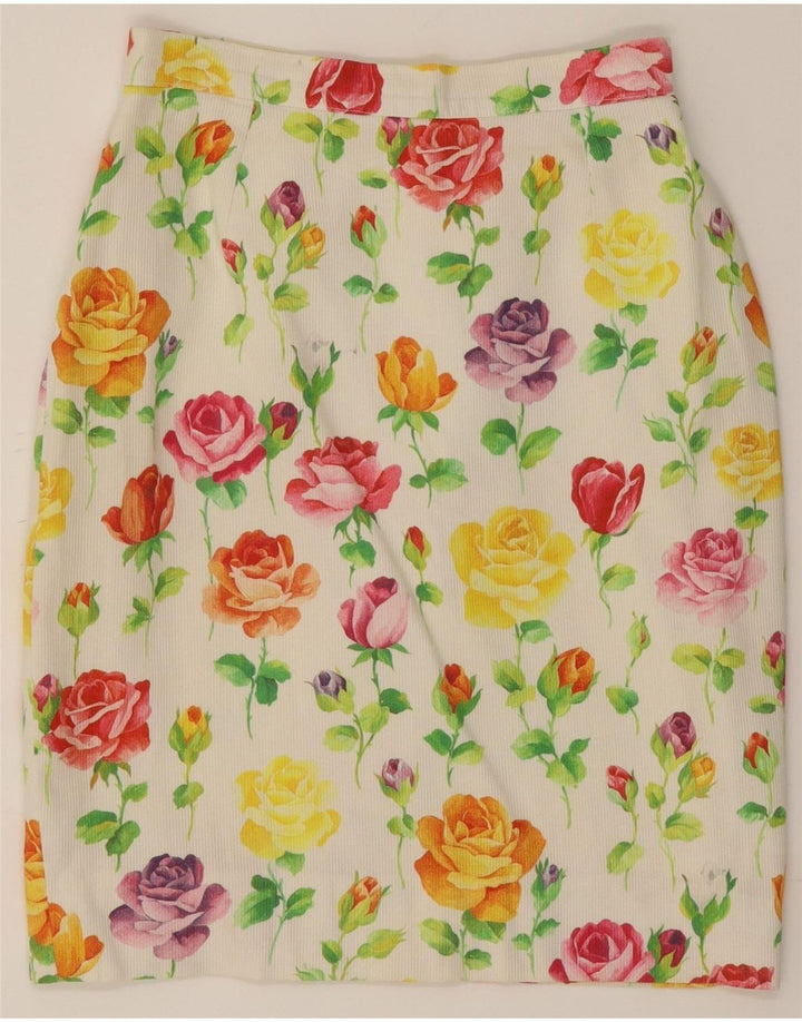 VINTAGE Womens Straight Skirt IT 42 Medium W26 Multicoloured Floral Vintage Vintage and Second-Hand Vintage from Messina Hembry 