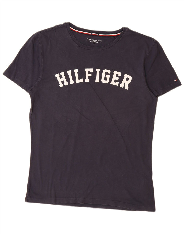 Ανδρικό γραφικό μπλουζάκι TOMMY HILFIGER Μπλουζάκι μεγάλο μπλε ναυτικό βαμβακερό