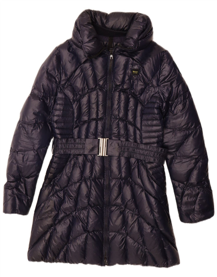 Blauer Γυναικείο παλτό UK 18 XL Navy Blue Polyester