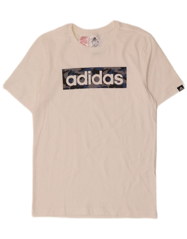 Γραφικό T-Shirt Adidas Boys Top 13-14 ετών Λευκό βαμβακερό