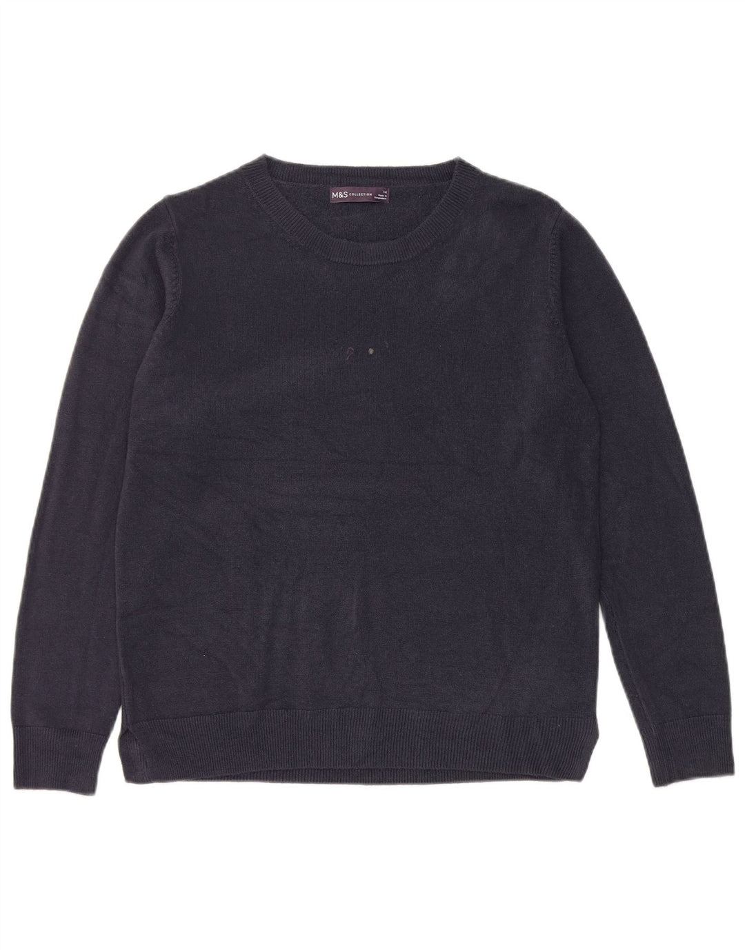 Marks & Spencer Γυναικείο πουλόβερ με λαιμό σκάφος UK 14 Medium Navy Blue