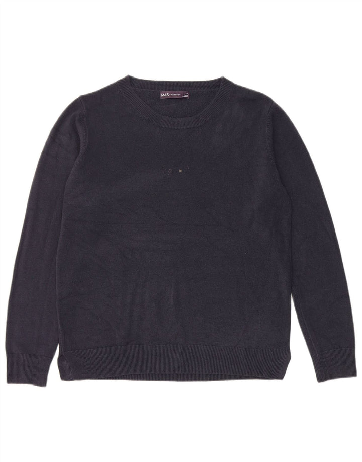 Marks & Spencer Γυναικείο πουλόβερ με λαιμό σκάφος UK 14 Medium Navy Blue