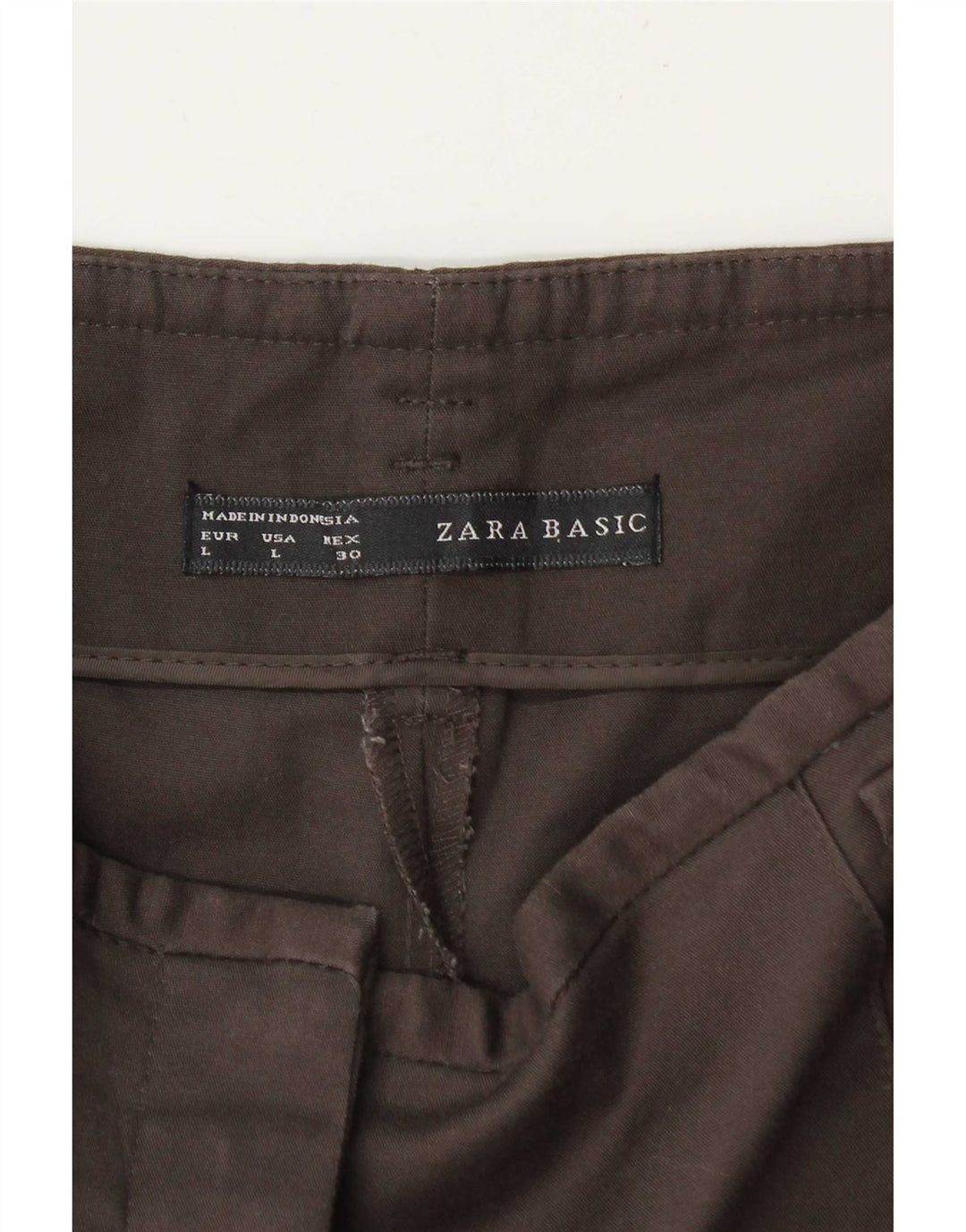Zara Γυναικείο παντελόνι Chino με καρφίτσες μεγάλο W34 L27 καφέ