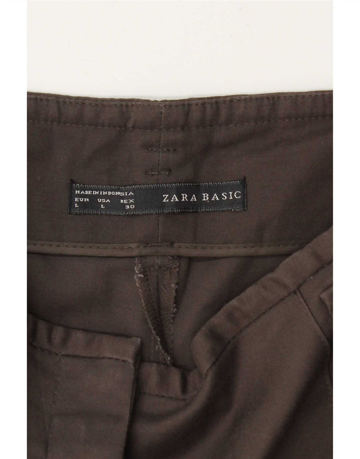 Zara Γυναικείο παντελόνι Chino με καρφίτσες μεγάλο W34 L27 καφέ