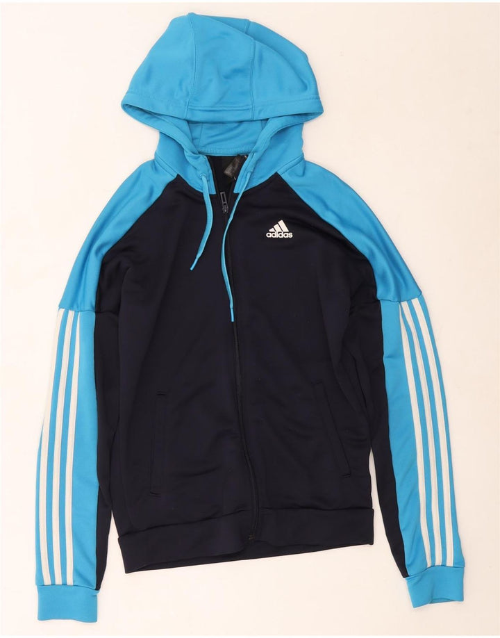 Ανδρικό πουλόβερ με κουκούλα με φερμουάρ Adidas Μικρό μπλε Navy Colorblock Πολυεστέρας