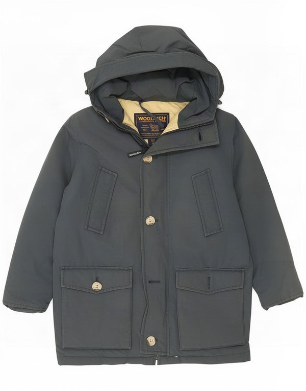Woolrich Boys Hooded Padded Coat 7-8 Years Grey Nylon