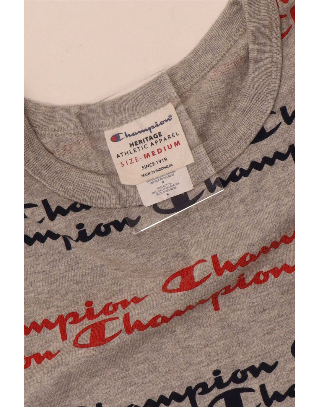 Champion Mens Heritage Graphic T-Shirt Top Μεσαίο γκρι βαμβακερό