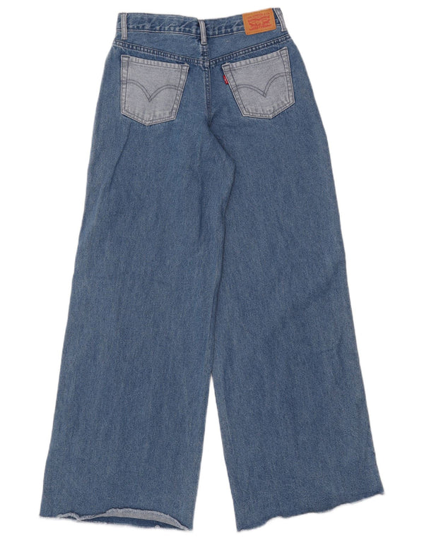 LEVI'S Girls Wide Leg Jeans 13-14 ετών W26 L31 Blue Colourblock Βαμβακερό
