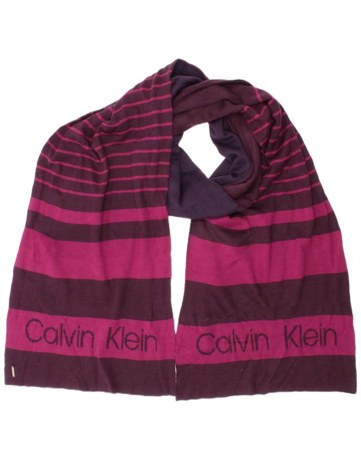 Γυναικείο γραφικό ορθογώνιο φουλάρι Calvin Klein, ακρυλικό μωβ ριγέ ενός μεγέθους