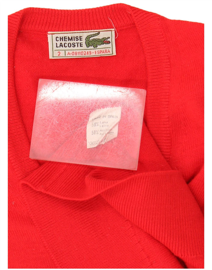 LACOSTE Ανδρικό πουλόβερ με λαιμόκοψη σε φαρδιά εφαρμογή μεγέθους 2 XS κόκκινο μαλλί