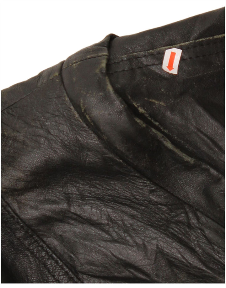 VINTAGE Mens Leather Jacket UK 44 2XL Black