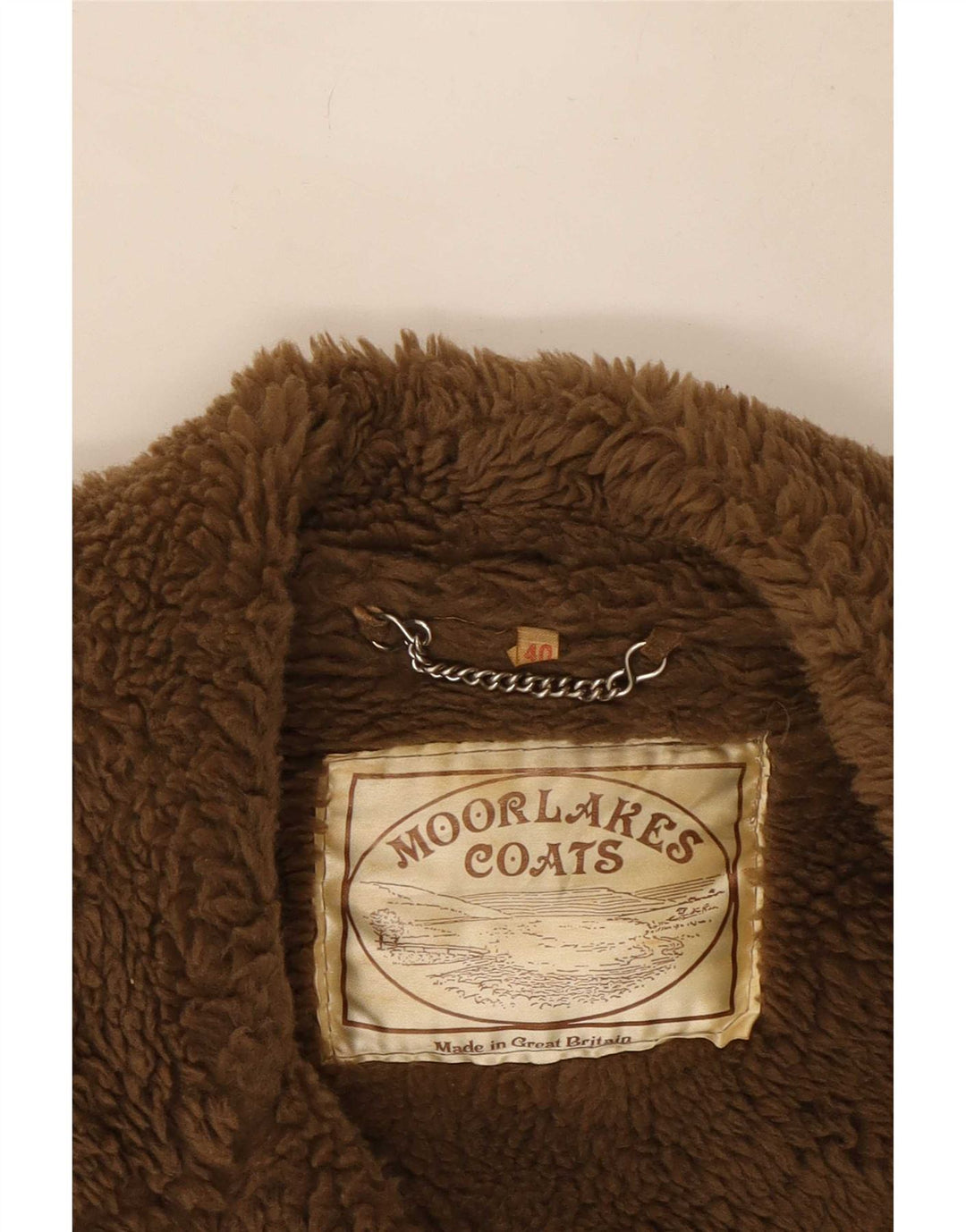 Vintage Ανδρικό Shearling Jacket UK 40 Large Beige Leather