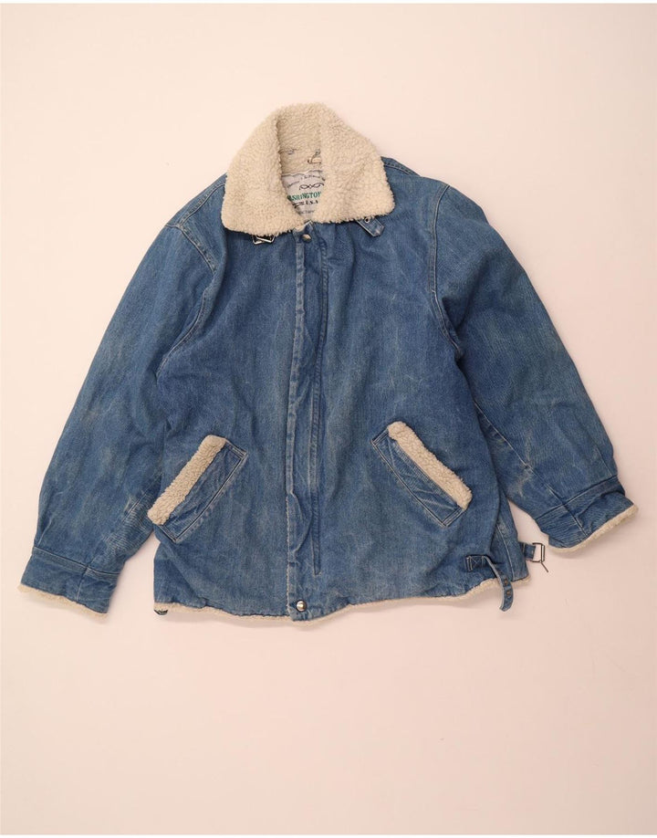 VINTAGE Ανδρικό Τζιν Σέρπα Μπουφάν UK 40 Μεγάλο Μπλε Βαμβακερό