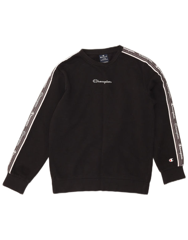 Champion Boys Graphic Sweatshirt Jumper 11-12 Years Large Black Colourblock