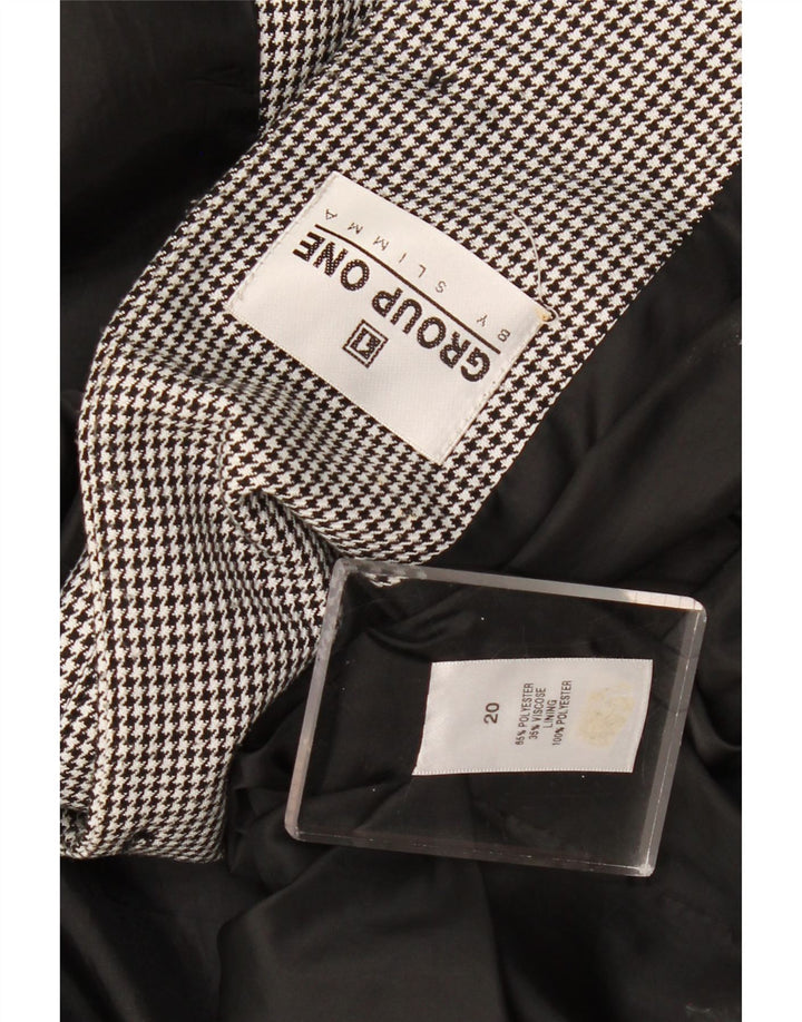 Vintage Γυναικείο Bomber Jacket UK 20 2XL Μαύρο Houndstooth Πολυεστέρας