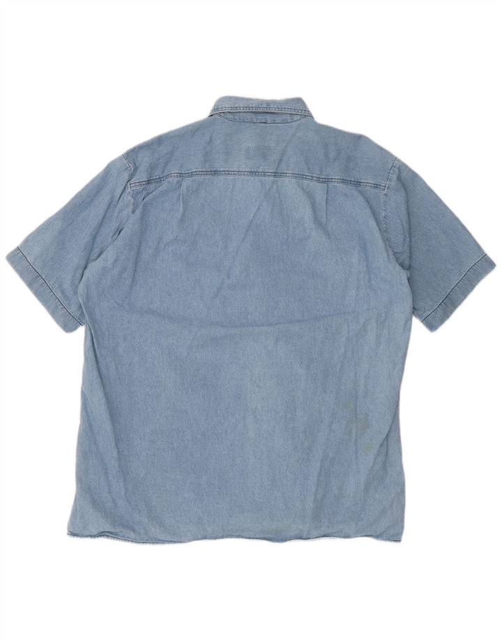 Ανδρικό κοντομάνικο τζιν πουκάμισο CARRERA 43/44 XL Μπλε βαμβακερό