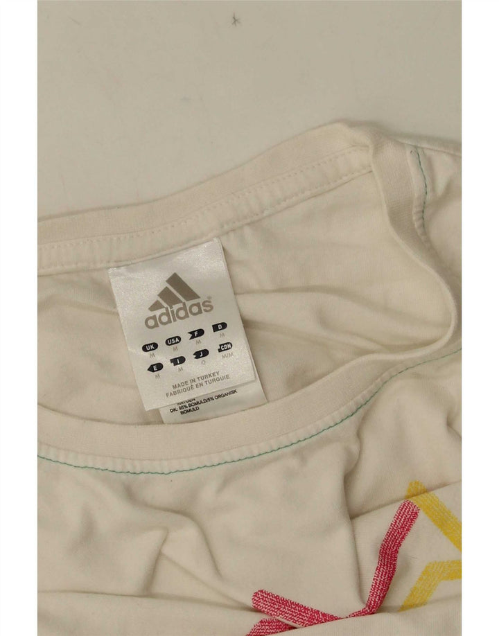 Ανδρικό γραφικό T-Shirt Adidas Top Μεσαίο λευκό γεωμετρικό βαμβακερό