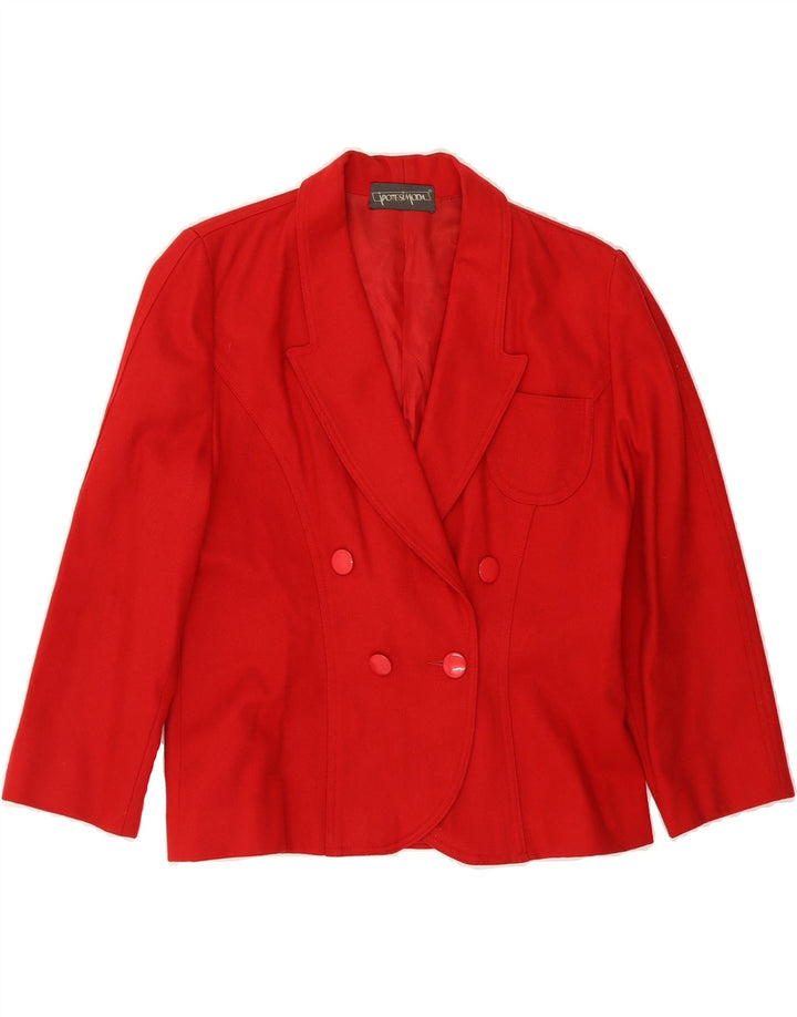 VINTAGE Womens Double Breasted Blazer Jacket UK 14 Medium Red Wool Vintage Vintage and Second-Hand Vintage from Messina Hembry 