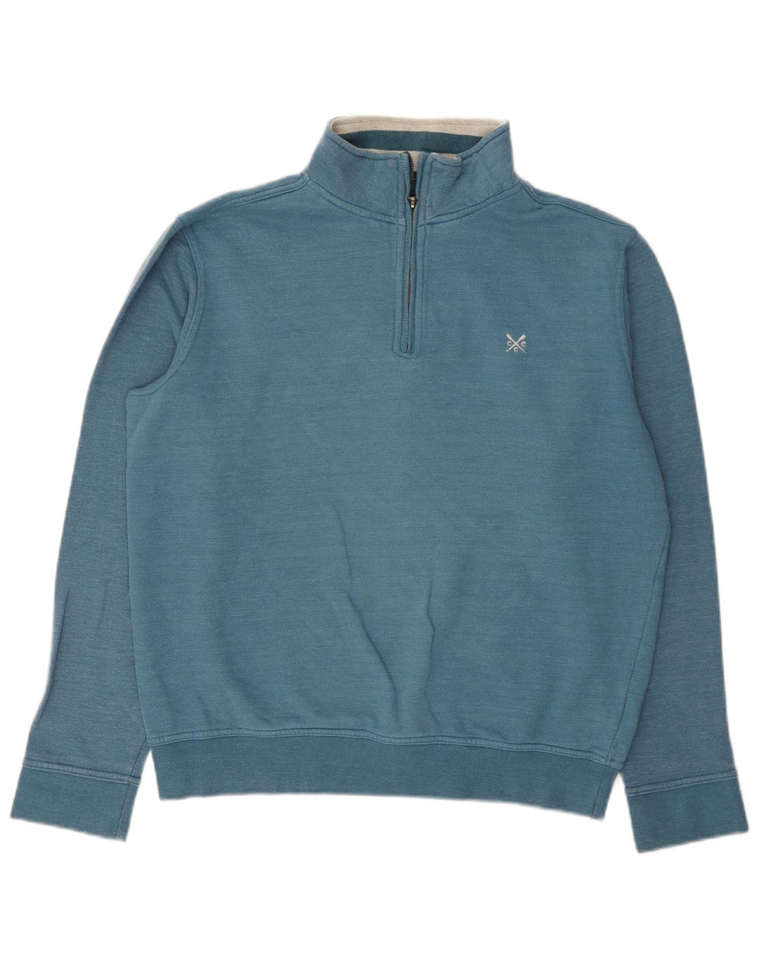 Ανδρικό φούτερ με φερμουάρ Crew Clothing, μεσαίο μπλε βαμβακερό