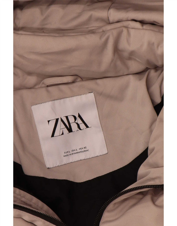 Zara Γυναικείο μπουφάν με κουκούλα UK 14 Large Grey Polyester