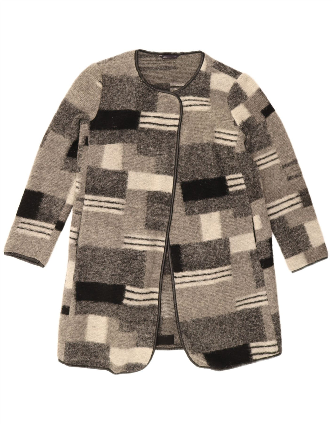 Marks & Spencer Γυναικείο πουλόβερ Longline Cardigan UK 12 Medium Grey Check