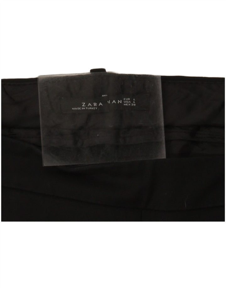 ZARA Γυναικείο Slim Casual Παντελόνι Μεγάλο W30 L27 Μαύρο