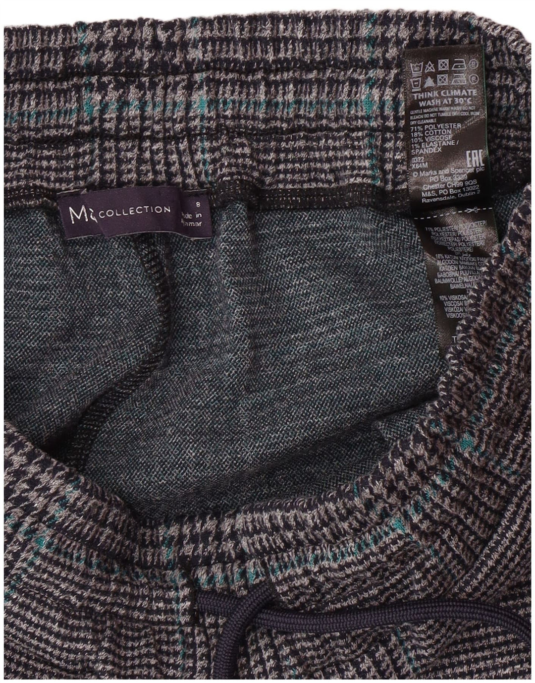 MARKS & SPENCER Γυναικεία αθλητική φόρμα παντελόνια UK 8 Small Grey Houndstooth